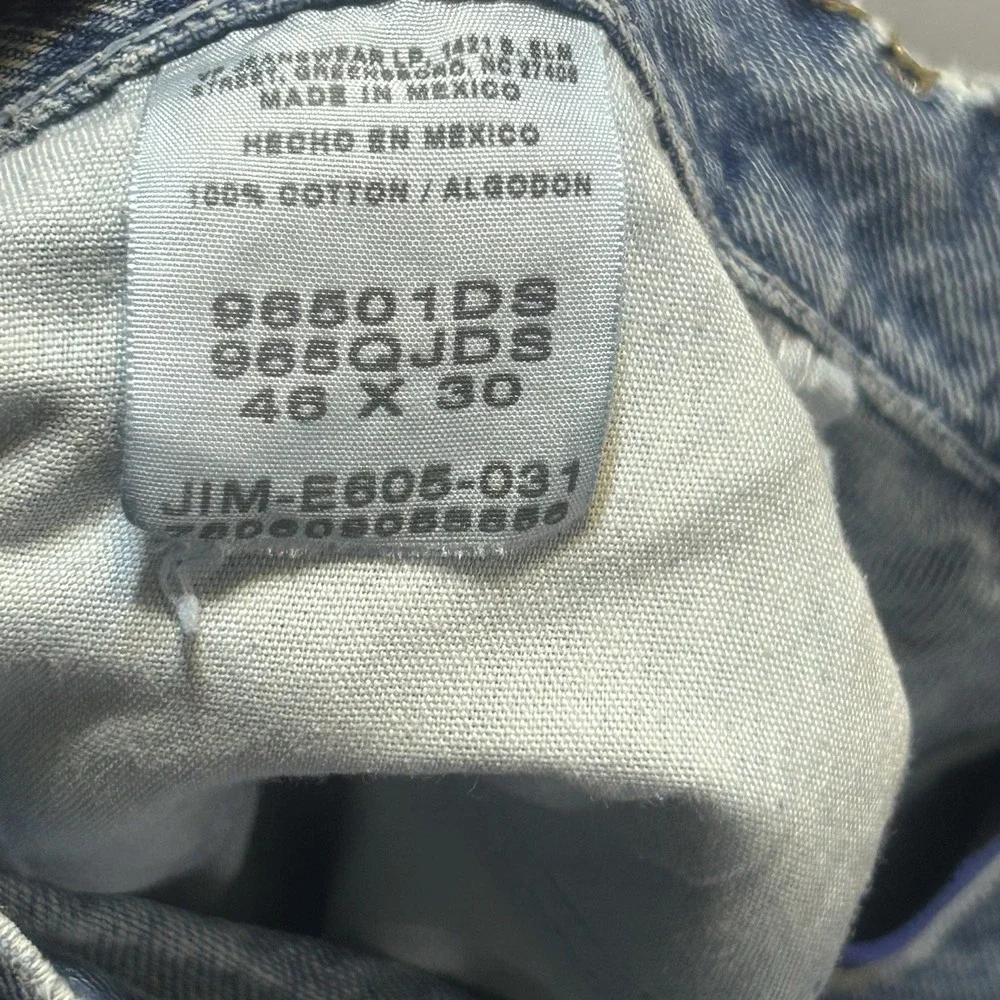Wrangler‎ Loose Fit Jeans Mens 46x30 Light Wash Distressed Y2K Skater